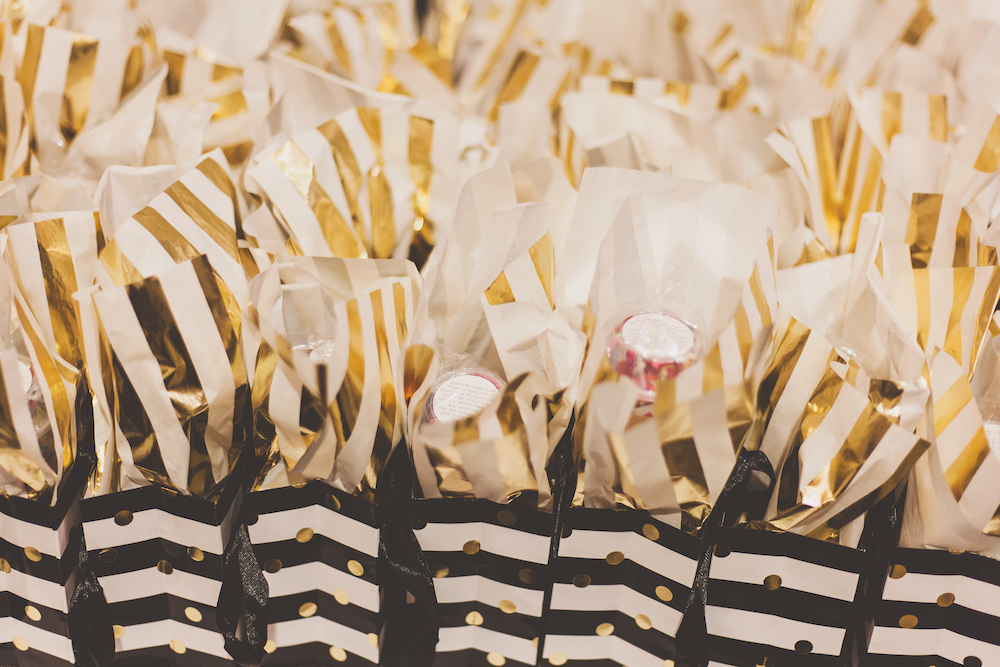 Gold and Navy Blue Gift Bags